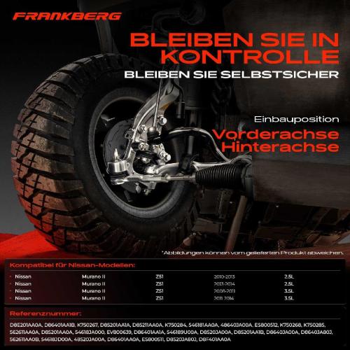 Frankberg 1x Querlenker Satz Hinterachse für Nissan Murano II Z51 2.5L 3.5L 2008-2014 Bild Frankberg 1x Querlenker Satz Hinterachse für Nissan Murano II Z51 2.5L 3.5L 2008-2014