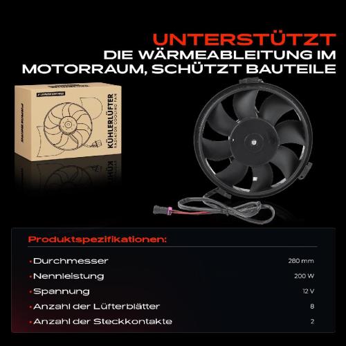 Frankberg 1x Motorkühller Einfachlüfter mit Kühlerlüfterrahmen VW Golf Touran Audi A3 8P1 Seat	Altea Leon Bild Frankberg 1x Motorkühller Einfachlüfter mit Kühlerlüfterrahmen VW Golf Touran Audi A3 8P1 Seat	Altea Leon