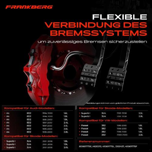 1x Bremsschlauch Bremsschläuche Hinterachse Links oder Rechts für VW Passat 3B Audi A4 8D A8 Skoda Superb Bild 1x Bremsschlauch Bremsschläuche Hinterachse Links oder Rechts für VW Passat 3B Audi A4 8D A8 Skoda Superb