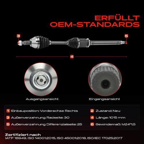 1x Antriebswelle Vorderachse Rechts für Alfa Romeo 159 939 1.9L 2.2L 2005-2011 Bild 1x Antriebswelle Vorderachse Rechts für Alfa Romeo 159 939 1.9L 2.2L 2005-2011