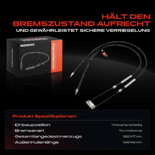 1x Seilzug Feststellbremse Hinterachse beidseitig für Opel Corsa D Kasten/Schrägheck S07 1.2L Bild 1x Seilzug Feststellbremse Hinterachse beidseitig für Opel Corsa D Kasten/Schrägheck S07 1.2L