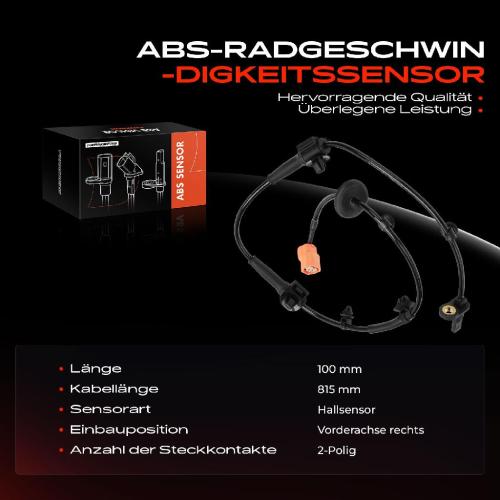 1x ABS Sensor Vorderachse rechts für Honda Jazz II GD GE2 GE3 1.3L 2002-2003 Bild 1x ABS Sensor Vorderachse rechts für Honda Jazz II GD GE2 GE3 1.3L 2002-2003
