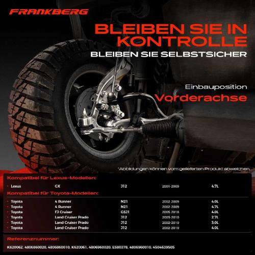 Frankberg 1x Querlenker Satz Vorderachse für Lexus GX Toyota 4 Runner FJ Cruiser Land Prado 4.7L 4.0L 2.7L 3.0L 2001-2018 Bild Frankberg 1x Querlenker Satz Vorderachse für Lexus GX Toyota 4 Runner FJ Cruiser Land Prado 4.7L 4.0L 2.7L 3.0L 2001-2018