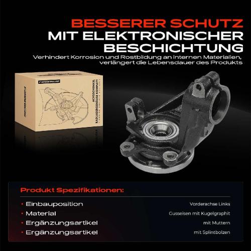 1x Achsschenkel Radlagergehäuse Komplett Vorderachse Links für Citroën Berlingo MF ZX N2 Bild 1x Achsschenkel Radlagergehäuse Komplett Vorderachse Links für Citroën Berlingo MF ZX N2