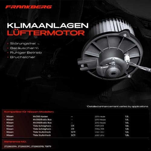 Frankberg 1x Gebläsemotor Innenraumgebläse für Nissan NV200 Tiida C11 1.5L-1.8L Bild Frankberg 1x Gebläsemotor Innenraumgebläse für Nissan NV200 Tiida C11 1.5L-1.8L