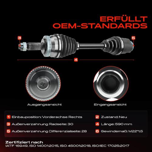 1x Antriebswelle Vorderachse Rechts für Hyundai iX35 EL KIA Sportage SL 2.0L 2010-2015 Bild 1x Antriebswelle Vorderachse Rechts für Hyundai iX35 EL KIA Sportage SL 2.0L 2010-2015