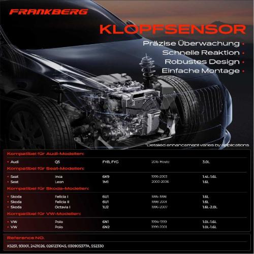 Frankberg 1x Klopfsensor Klopfgeber für VW Golf 3 4 Polo Bora Lupo Vento Seat Cordoba Ibiza 2 Bild Frankberg 1x Klopfsensor Klopfgeber für VW Golf 3 4 Polo Bora Lupo Vento Seat Cordoba Ibiza 2