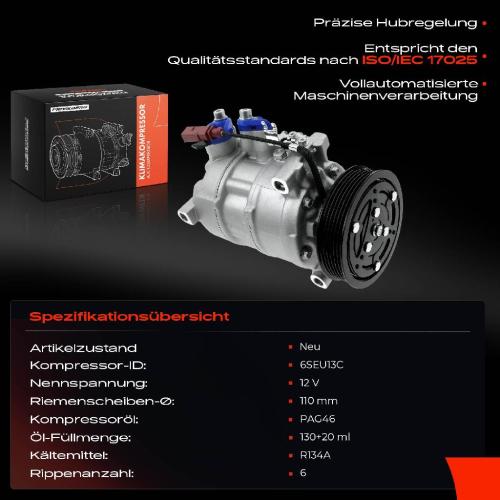 1x Klimakompressor für Audi A4 8K2 8K5 B8 A5 8T3 8F7 8TA Q5 8RB 2.0L Bild 1x Klimakompressor für Audi A4 8K2 8K5 B8 A5 8T3 8F7 8TA Q5 8RB 2.0L