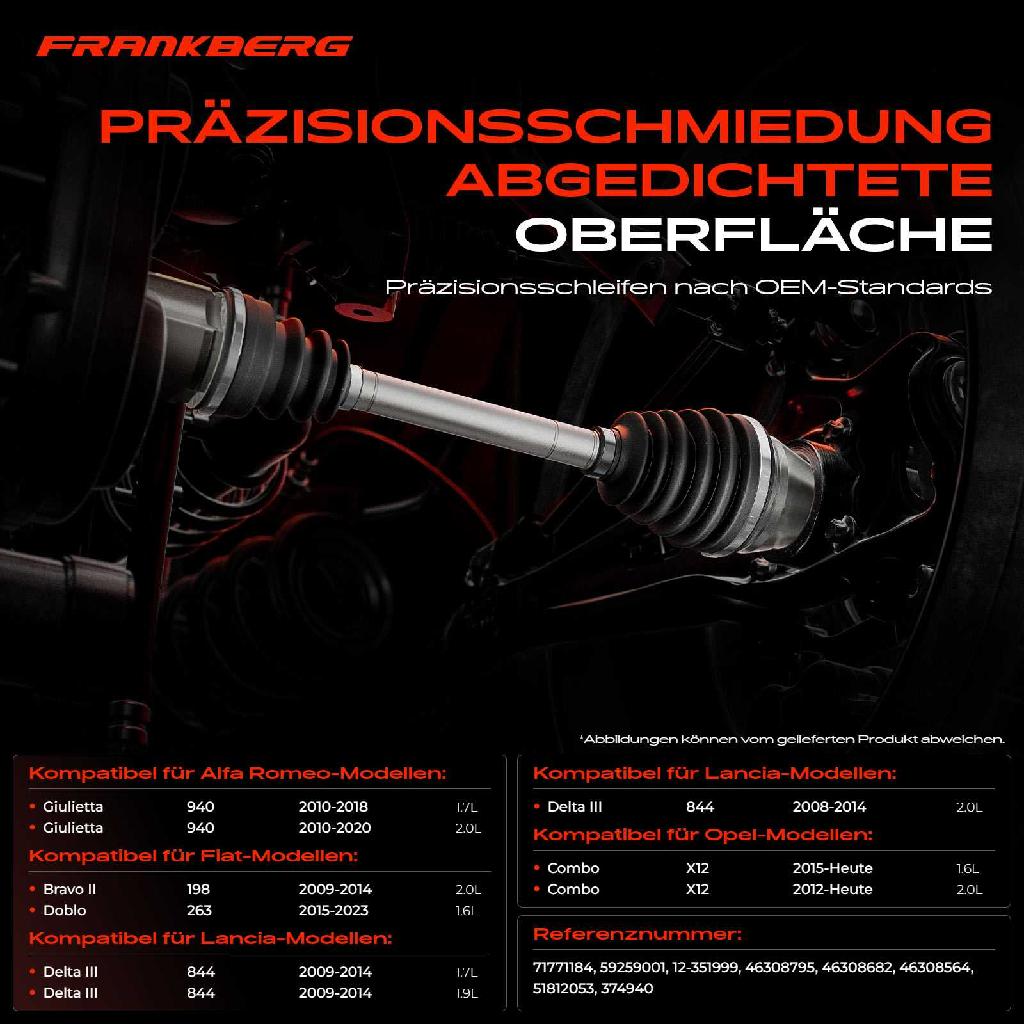 1x Antriebswelle Gelenksatz Vorderachse für Alfa Romeo Giulietta 940 Fiat Bravo Lancia