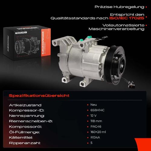 1x Klimakompressor für Hyundai Elantra i30 UD GD KIA Cee'D JD Soul II PS Bild 1x Klimakompressor für Hyundai Elantra i30 UD GD KIA Cee'D JD Soul II PS