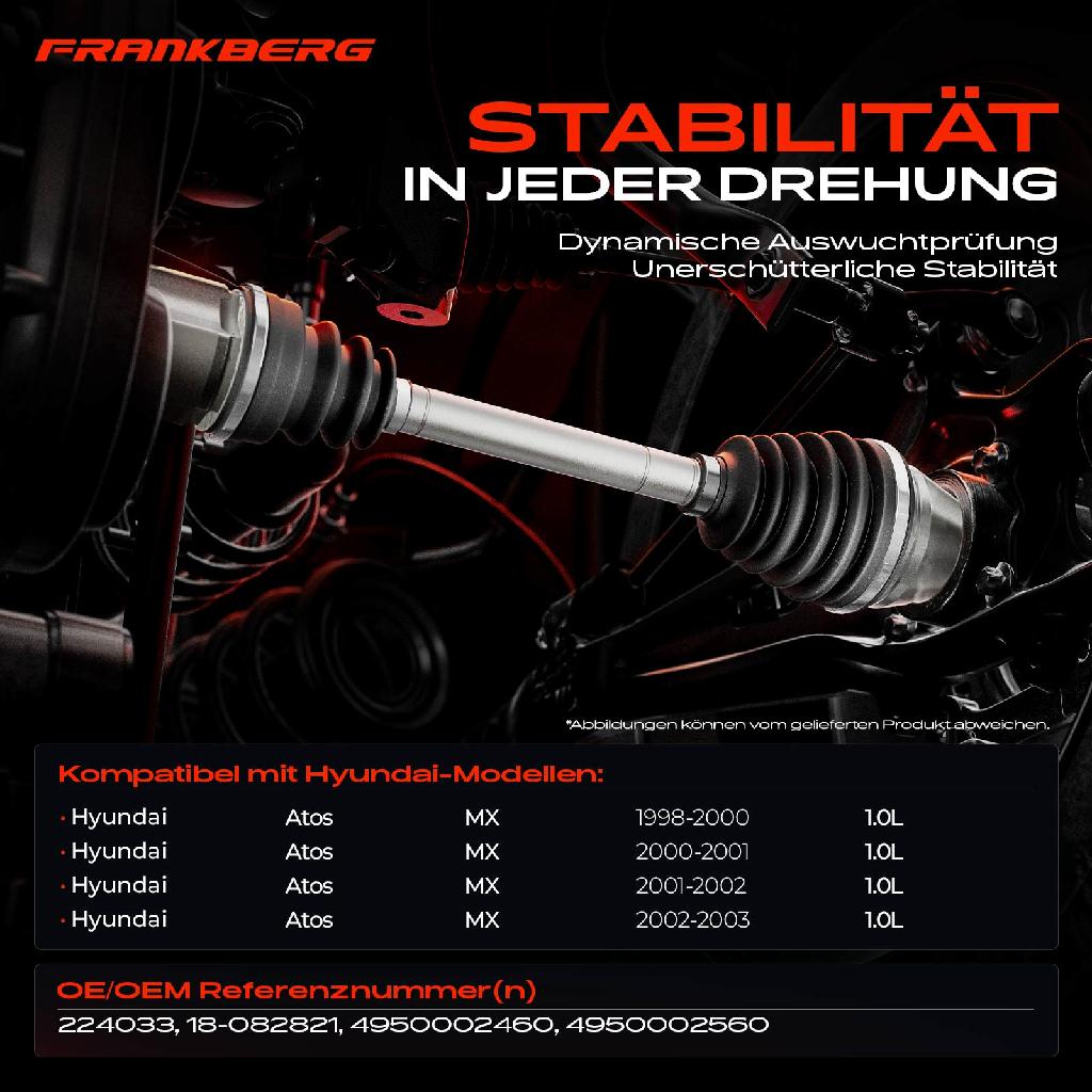 1x Antriebswelle Vorderachse Rechts für Hyundai Atos MX 1.0L 1998-2003