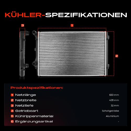 1x Kühler Wasserkühler Motorkühler für VW Golf V Jetta Passat Audi A3 8P Skoda Bild 1x Kühler Wasserkühler Motorkühler für VW Golf V Jetta Passat Audi A3 8P Skoda