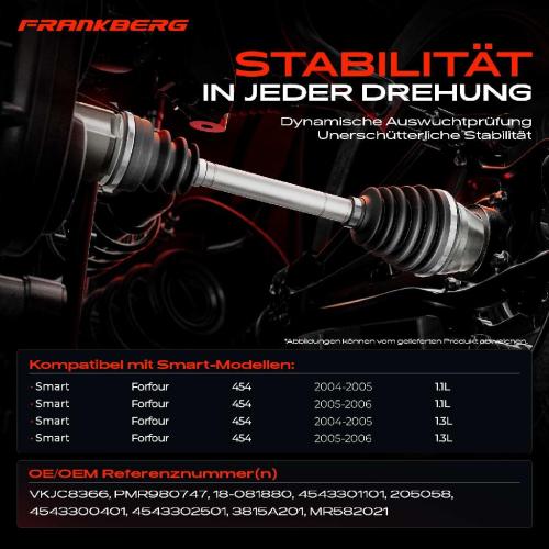 1x Antriebswelle Vorderachse Links für Smart Forfour 454 Mitsubishi RG Z2A 1.1L 1.3L Bild 1x Antriebswelle Vorderachse Links für Smart Forfour 454 Mitsubishi RG Z2A 1.1L 1.3L