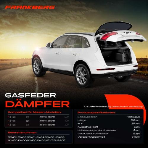 2x Gasfeder Dämpfer Heckklappe für Nissan X-Trail T31 SUV 2007-2013 Bild 2x Gasfeder Dämpfer Heckklappe für Nissan X-Trail T31 SUV 2007-2013