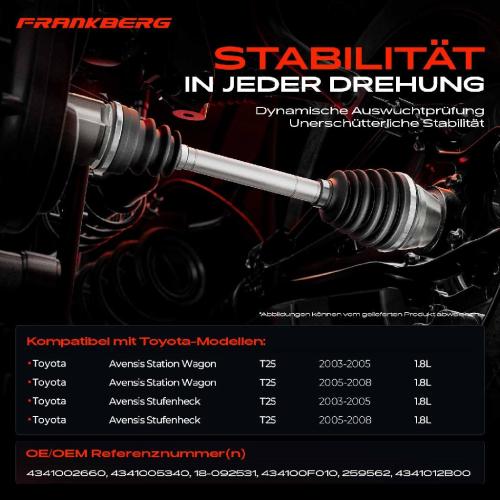 1x Antriebswelle Vorderachse Rechts für Toyota Avensis Stufenheck Station Wagon T25 1.8L 2003-2008 Bild 1x Antriebswelle Vorderachse Rechts für Toyota Avensis Stufenheck Station Wagon T25 1.8L 2003-2008