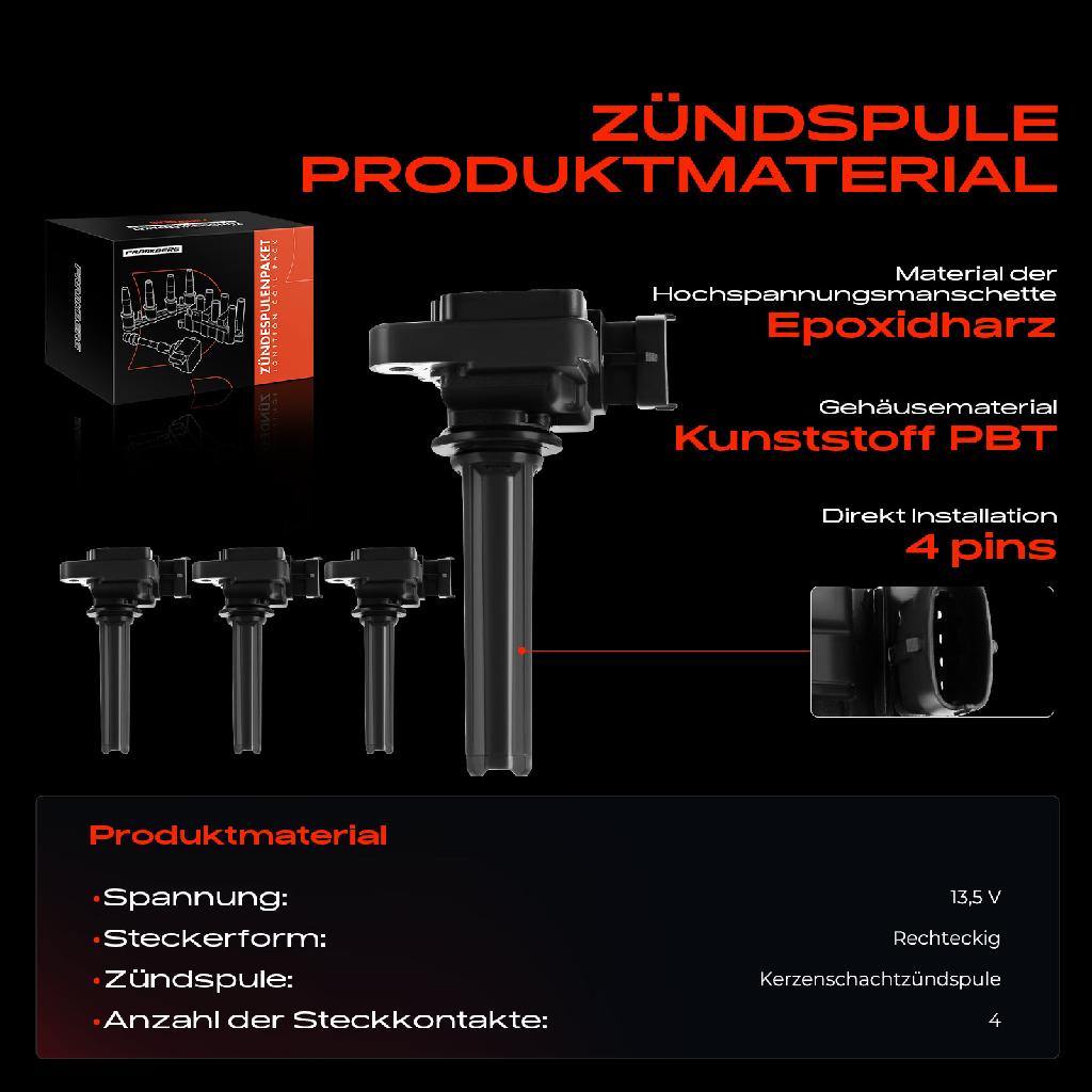 4x Zündmodul Zündspule für Opel Signum Vectra C Caravan CC Saab 9-3 Cabriolet Kombi 2.0L 2002-2015