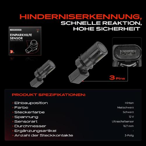 Frankberg 2x Parksensor PDC Sensor Hinten für VW T5 7E Audi A6 4B2 4F2 4FH 4B5 4F5 Bild Frankberg 2x Parksensor PDC Sensor Hinten für VW T5 7E Audi A6 4B2 4F2 4FH 4B5 4F5