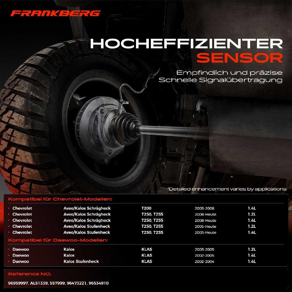 1x ABS Sensor Vorderachse Links für Chevrolet Aveo/Kalos Schrägheck Stufenheck Daewoo Kalos Bj ab 2002
