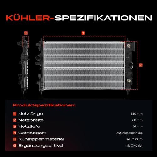 Frankberg 1x Kühler Wasserkühler Motorkühler für Opel Astra J Chevrolet Cruze 1.7L 2.0L Bild Frankberg 1x Kühler Wasserkühler Motorkühler für Opel Astra J Chevrolet Cruze 1.7L 2.0L