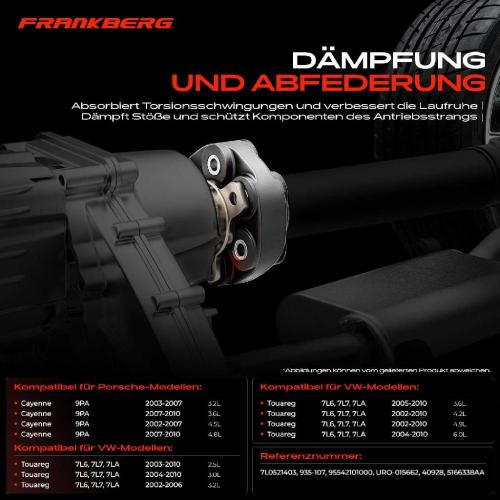 1x Gelenkscheibe Hardyscheibe Kardanwelle für VW Touareg 7L Porsche Cayenne 9PA Bild 1x Gelenkscheibe Hardyscheibe Kardanwelle für VW Touareg 7L Porsche Cayenne 9PA