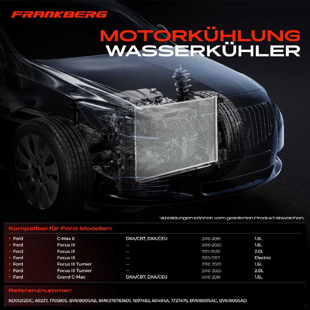 1x Kühler Wasserkühler Motorkühler für Ford C-Max II Focus III 1.6L