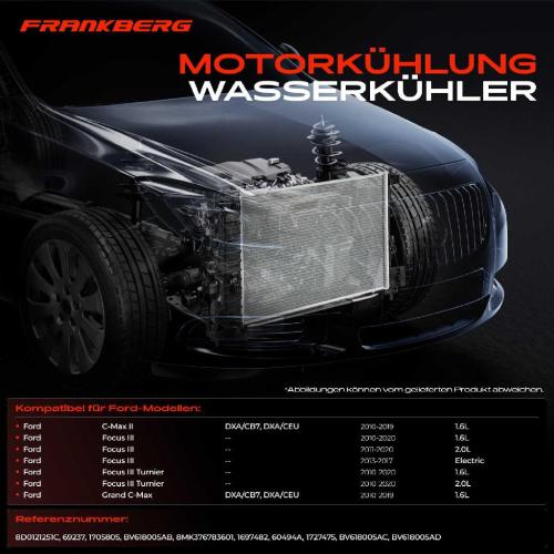 Frankberg 1x Kühler Wasserkühler Motorkühler für Ford C-Max II Focus III 1.6L Bild Frankberg 1x Kühler Wasserkühler Motorkühler für Ford C-Max II Focus III 1.6L