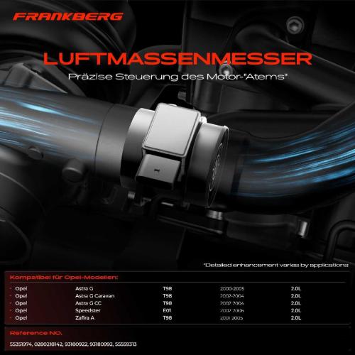 1x Luftmassenmesser für Opel Astra G T98 Astra G Caravan Astra G CC Speedster E01 Zafira A T98 Bild 1x Luftmassenmesser für Opel Astra G T98 Astra G Caravan Astra G CC Speedster E01 Zafira A T98