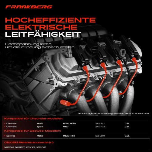 3x Zündleitungssatz Zündkabel für Chevrolet Matiz M200 M250 Spark Daewoo Matiz Bild 3x Zündleitungssatz Zündkabel für Chevrolet Matiz M200 M250 Spark Daewoo Matiz