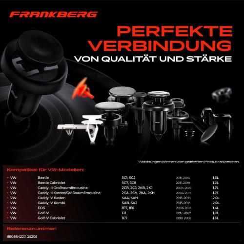 Frankberg 10x Befestigungsclips Verkleidung für VW Golf 4 Beetle Caddy III EOS Bild Frankberg 10x Befestigungsclips Verkleidung für VW Golf 4 Beetle Caddy III EOS