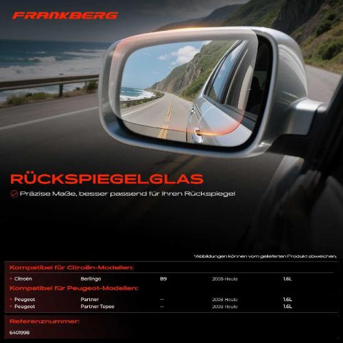 1x Spiegelglas Außenspiegel links für Citroën Berlingo Peugeot Partner Tepee Bild 1x Spiegelglas Außenspiegel links für Citroën Berlingo Peugeot Partner Tepee