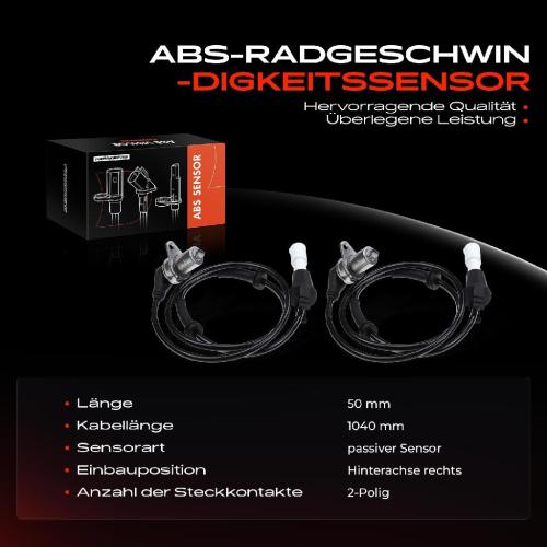 2x ABS Sensor Hinterachse rechts für BMW 5er E28 6er E24 1.8L 2.0L 2.4L 2.7L 2.5L 2.8L 3.4L 1975-1989 Bild 2x ABS Sensor Hinterachse rechts für BMW 5er E28 6er E24 1.8L 2.0L 2.4L 2.7L 2.5L 2.8L 3.4L 1975-1989