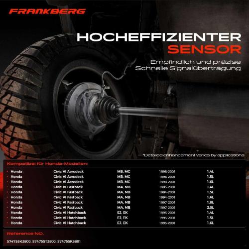 1x ABS Sensor Hinterachse links für Honda Civic VI Aerodeck Fastback Hatchback 1.4L 1.5L 1994-2001 Bild 1x ABS Sensor Hinterachse links für Honda Civic VI Aerodeck Fastback Hatchback 1.4L 1.5L 1994-2001