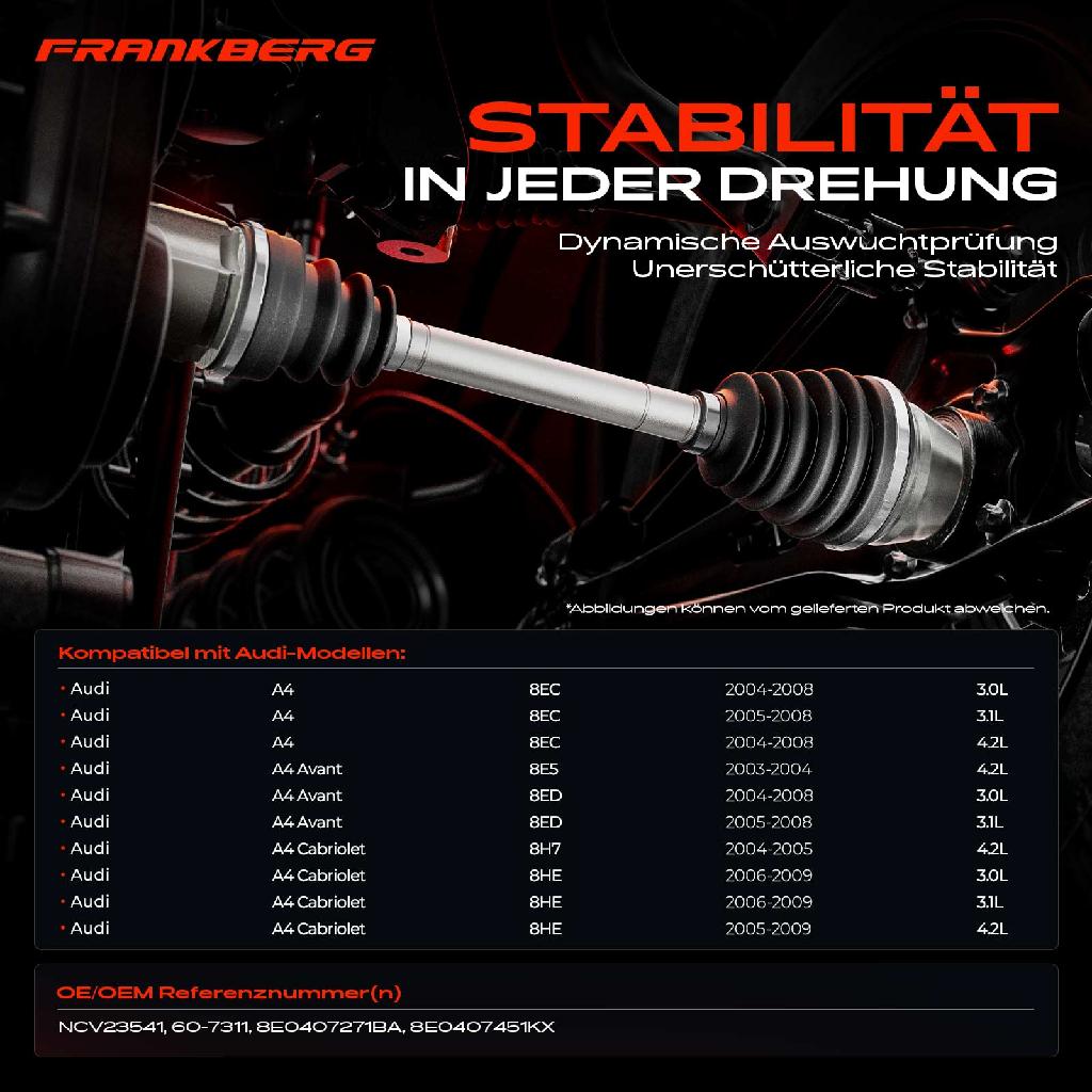 1x Antriebswelle Vorderachse Links für Audi A4 Avant Cabriolet 8EC 8E5 8HE 2003-2009