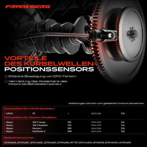 1x Kurbelwellensensor Impulsgeber für Infiniti FX Nissan 350Z Z33 Murano I Pathfinder II 3.5L Bild 1x Kurbelwellensensor Impulsgeber für Infiniti FX Nissan 350Z Z33 Murano I Pathfinder II 3.5L