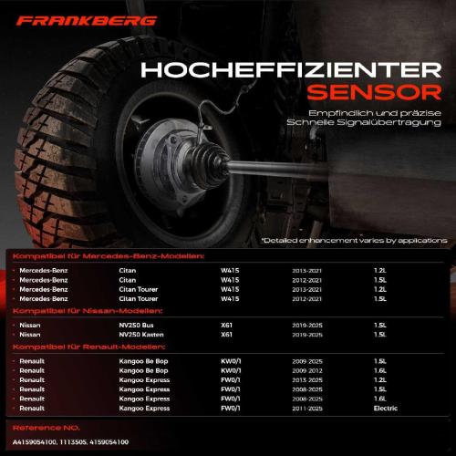 Frankberg 1x ABS Sensor Vorderachse beidseitig für Mercedes-Benz W415 Nissan X61 Renault KW0/1 FW0/1 KW0/1 Bj ab 2008 Bild Frankberg 1x ABS Sensor Vorderachse beidseitig für Mercedes-Benz W415 Nissan X61 Renault KW0/1 FW0/1 KW0/1 Bj ab 2008