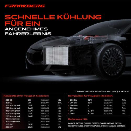 Frankberg 1x Kondensator Klimaanlage für Peugeot 206 SW Schrägheck Van 2L 2M 2E/K 2A/C Bild Frankberg 1x Kondensator Klimaanlage für Peugeot 206 SW Schrägheck Van 2L 2M 2E/K 2A/C