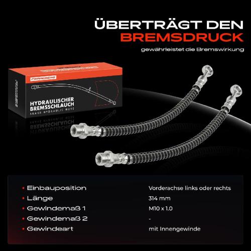 Frankberg 2x Bremsschlauch Bremsschläuche Vorderachse Links oder Rechts für Hyundai i10 PA KIA Picanto SA 1.0L-1.2L Bild Frankberg 2x Bremsschlauch Bremsschläuche Vorderachse Links oder Rechts für Hyundai i10 PA KIA Picanto SA 1.0L-1.2L