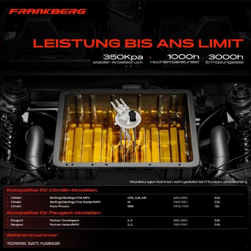 Frankberg 1x Kraftstoffpumpe für Citroën Berlingo/Berlingo First MPV Kasten/MPV Xsara Picasso Peugeot Partner Combispace Bild Frankberg 1x Kraftstoffpumpe für Citroën Berlingo/Berlingo First MPV Kasten/MPV Xsara Picasso Peugeot Partner Combispace