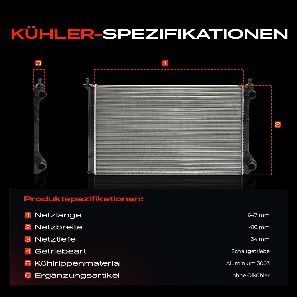 1x Kühler Wasserkühler Motorkühler für Fiat Doblo Kasten/MPV 119 223 2001-2010