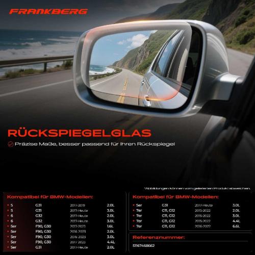 1x Spiegelglas Außenspiegel rechts für BMW 5er Touring G31 F90 G30 6 Gran Turismo G32 Bild 1x Spiegelglas Außenspiegel rechts für BMW 5er Touring G31 F90 G30 6 Gran Turismo G32