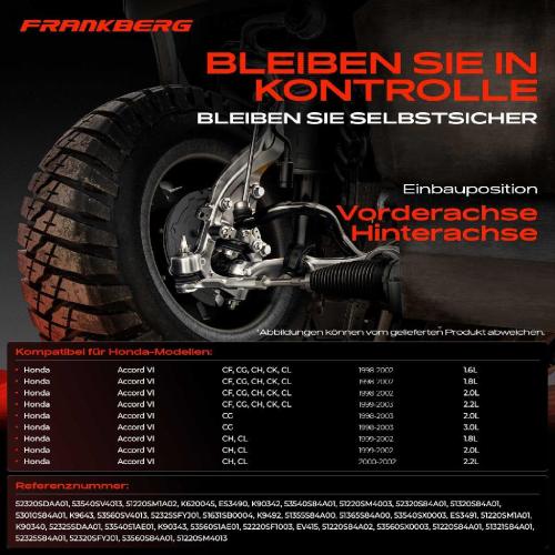 1x Querlenker Satz Vorderachse für Honda Accord VI Coupe Hatchback 1.6L 1.8L 2.0L 2.2L 3.0L 1998-2003 Bild 1x Querlenker Satz Vorderachse für Honda Accord VI Coupe Hatchback 1.6L 1.8L 2.0L 2.2L 3.0L 1998-2003