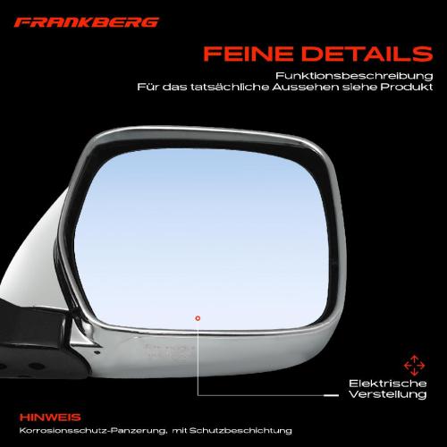 Frankberg 1x Außenspiegel Rechts für Toyota Land Cruiser 90 J9 3.0L 3.4L 1996-2002 Bild Frankberg 1x Außenspiegel Rechts für Toyota Land Cruiser 90 J9 3.0L 3.4L 1996-2002