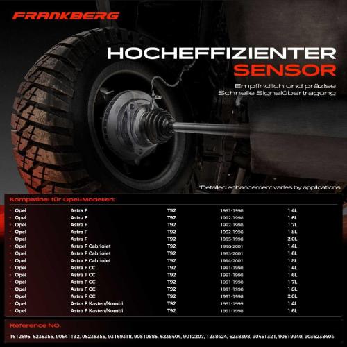 Frankberg 2x ABS Sensor Vorderachse beidseitig für Opel Astra F Cabriolet Caravan CC Kasten/Kombi 1991-2001 Bild Frankberg 2x ABS Sensor Vorderachse beidseitig für Opel Astra F Cabriolet Caravan CC Kasten/Kombi 1991-2001