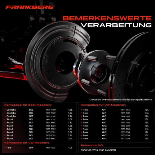Frankberg 2x Ankerblech Bremsscheibe Hinterachse Beidseitig für VW Polo 6N 6V Caddy Seat Cordoba Ibiza 6K Bild Frankberg 2x Ankerblech Bremsscheibe Hinterachse Beidseitig für VW Polo 6N 6V Caddy Seat Cordoba Ibiza 6K