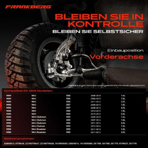2x Spurstangenkopf Vorderachse für MINI Mini R56 Mini Cabriolet R57 Mini Clubman R55 Mini Clubvan Coupe R58 Bild 2x Spurstangenkopf Vorderachse für MINI Mini R56 Mini Cabriolet R57 Mini Clubman R55 Mini Clubvan Coupe R58