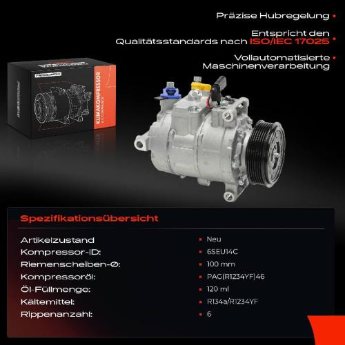 Frankberg 1x Klimakompressor für Audi A4 A6 8E 8H 4F B6 B7 C6 Seat Exeo 3R2 3R5 2000-2017 Bild Frankberg 1x Klimakompressor für Audi A4 A6 8E 8H 4F B6 B7 C6 Seat Exeo 3R2 3R5 2000-2017