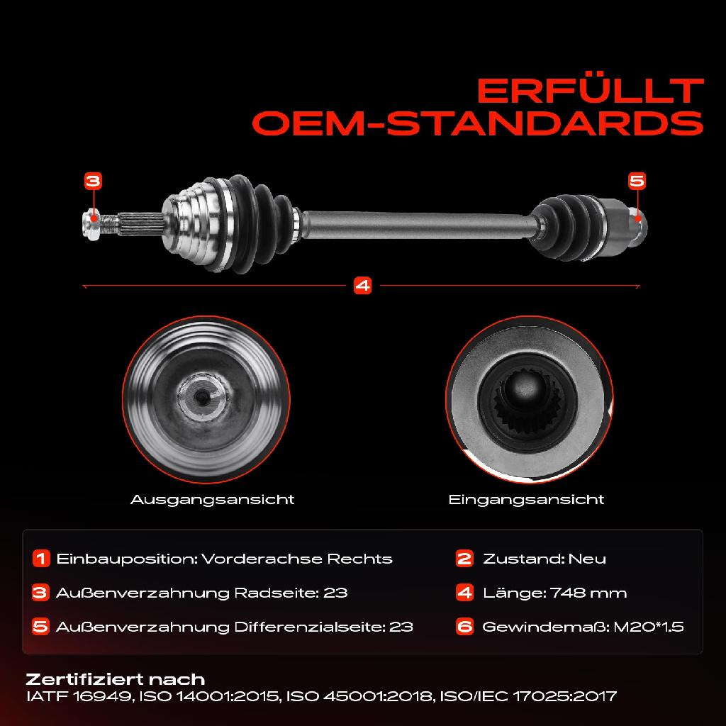 1x Antriebswelle Vorderachse Rechts für Renault Laguna I 556 B56 Grandtour K56 1993-1997