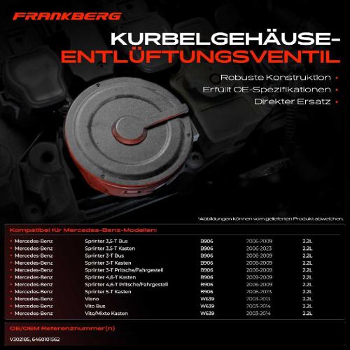 1x Ventil Kurbelgehäusentlüftung für Mercedes-Benz Sprinter B906 Viano Vito W639 Bild 1x Ventil Kurbelgehäusentlüftung für Mercedes-Benz Sprinter B906 Viano Vito W639