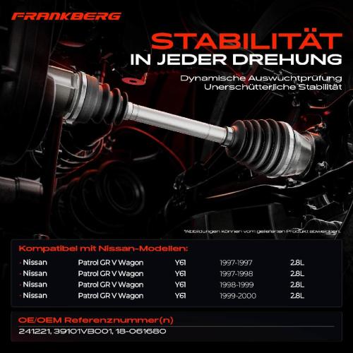 1x Antriebswelle Vorderachse Links für Nissan Patrol GR V Wagon Y61 2.8L 1997-2000 Bild 1x Antriebswelle Vorderachse Links für Nissan Patrol GR V Wagon Y61 2.8L 1997-2000