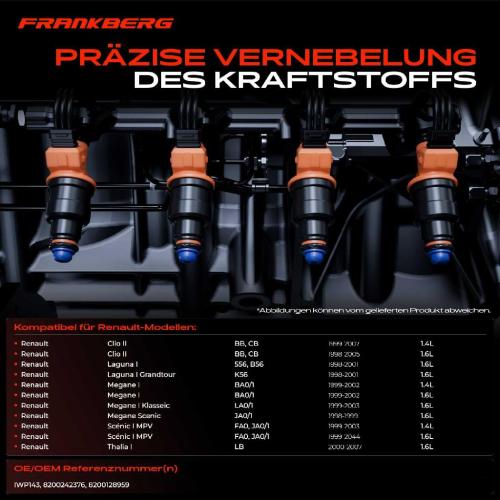 4x Einspritzventil Einspritzdüse für Renault Clio Megane Scenic 1.4L 1.6L Bild 4x Einspritzventil Einspritzdüse für Renault Clio Megane Scenic 1.4L 1.6L